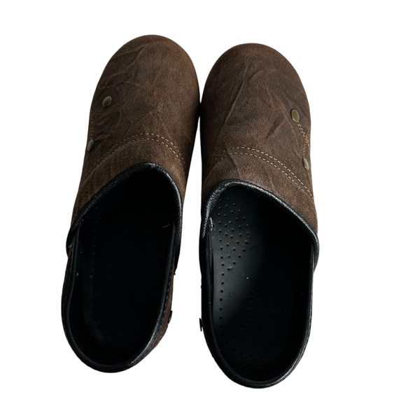 Sanita Brown Suede Stud Clogs - Picture 2 of 12